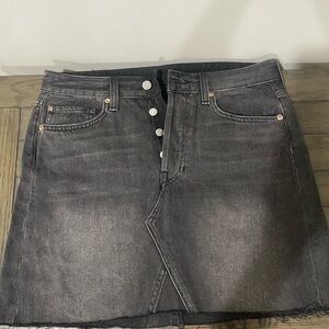 H&M Black Denim Mini Skirt with Exposed Buttons
